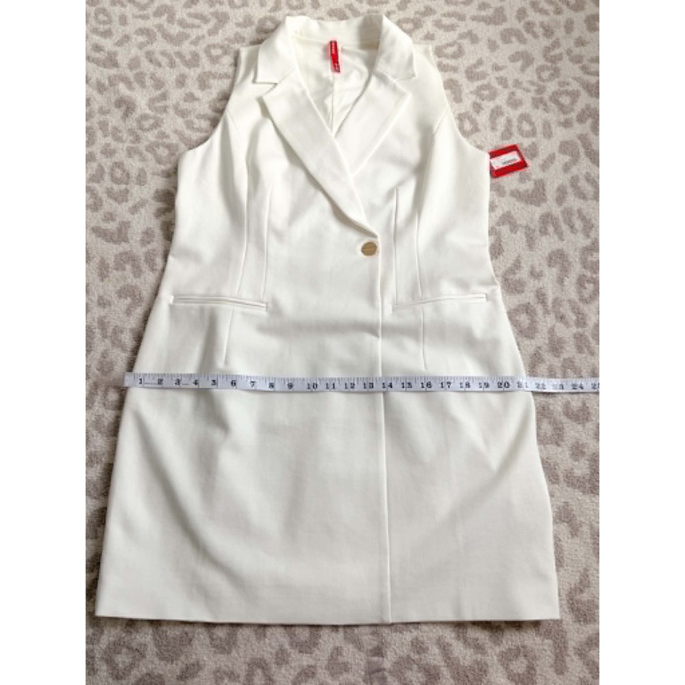 SPANX The Pointe Vest Dress Powder Ivory Sleeveless Blazer Sheath Dress Sz L NWT - Picture 5 of 10